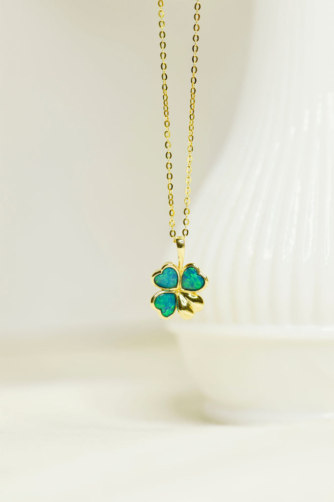 Luck² Opal Necklace in Yellow Gold, Doublet - Mood Shot