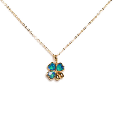 Luck² Opal Necklace in Yellow Gold, Doublet