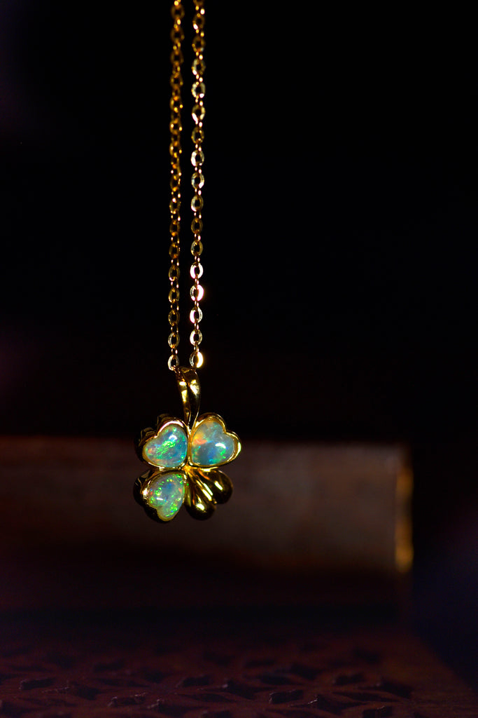 Luck² Opal Necklace in Yellow Gold - Mood Shot