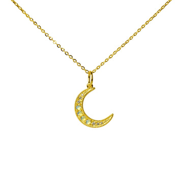 Luna Opal Necklace in Sterling Silver, Yellow Gold Plated