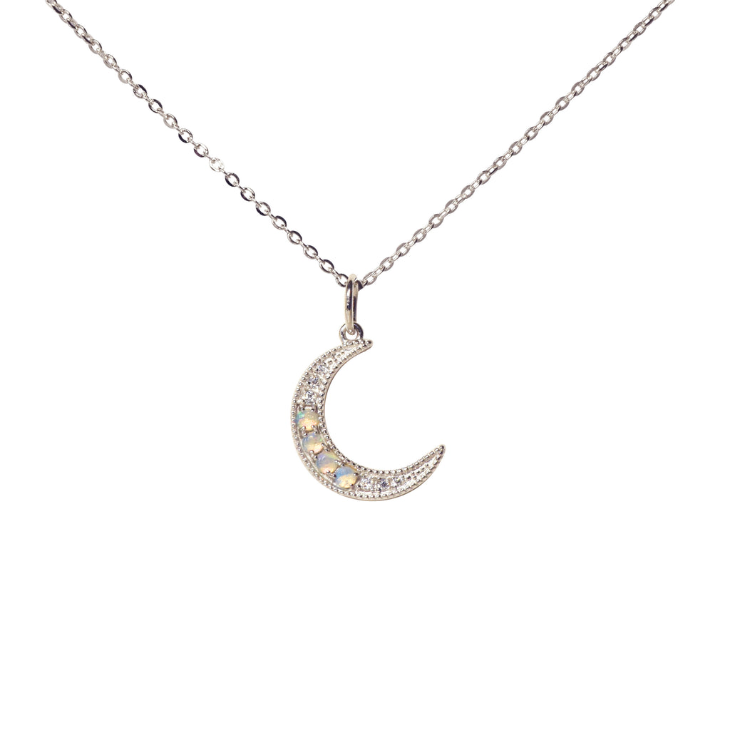 Luna Opal Necklace in Sterling Silver