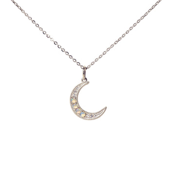 Luna Opal Necklace in Sterling Silver