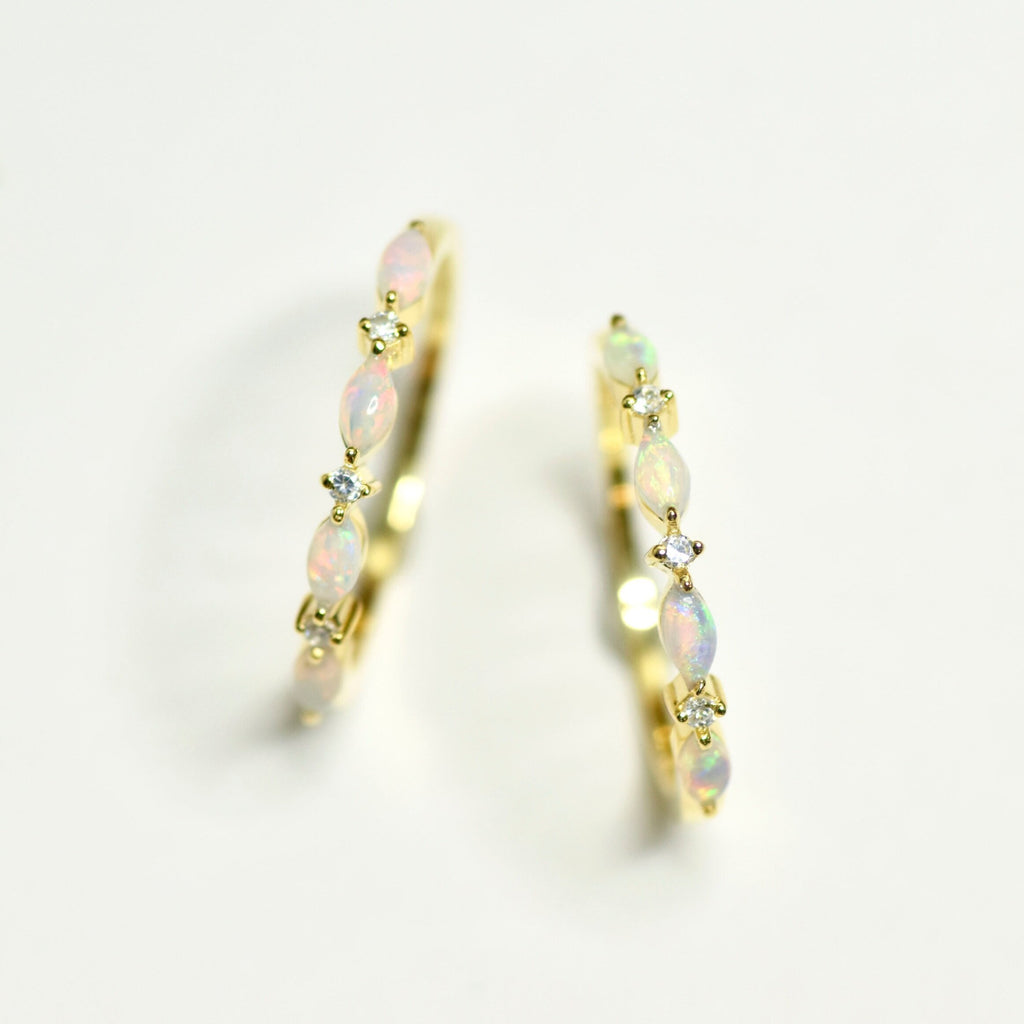 Marquise Opal Band Ring in Sterling Silver, Yellow Gold Plated - Mood Shot