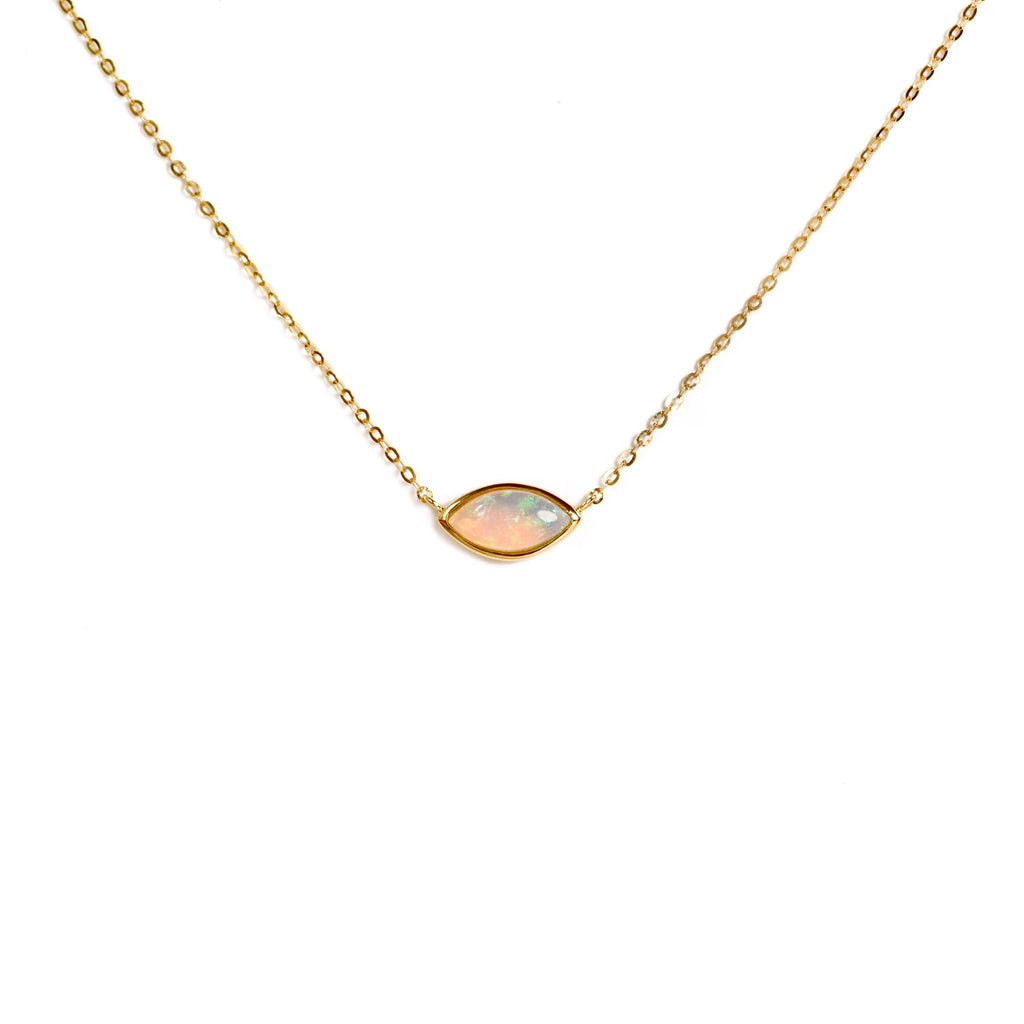 Marquise Opal Necklace in Yellow Gold