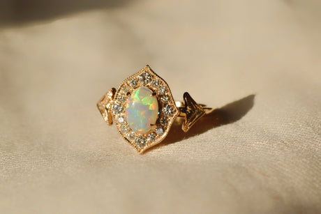 mY Amr. 322 Opal Ring with Diamonds in Rose Gold