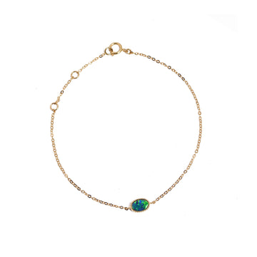 Oval Doublet Opal Bracelet in Yellow Gold