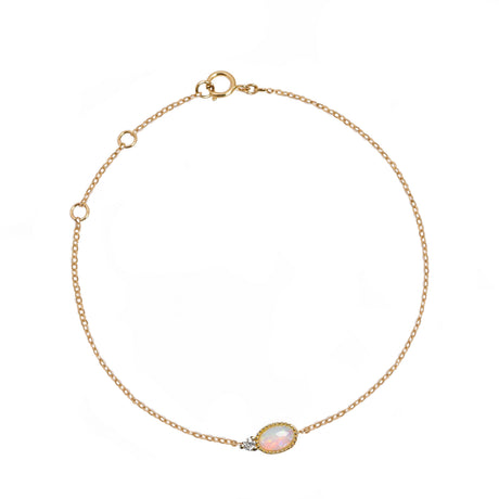 Oval Opal Bracelet with Diamond in Yellow Gold