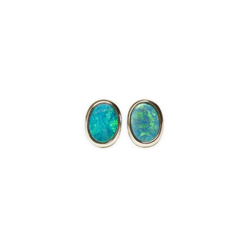 Oval Doublet Opal Stud Earrings