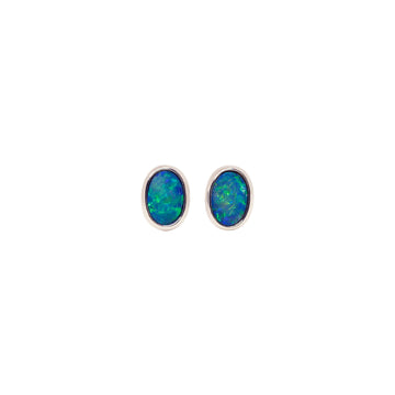 Oval Doublet Opal Stud Earrings, small