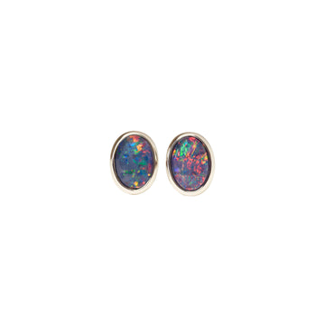 Oval Triplet Opal Stud Earrings