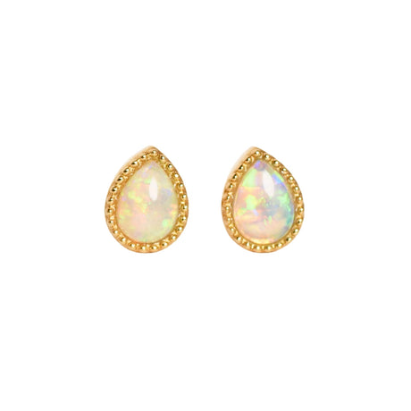 Pear Opal Stud Earrings in Yellow Gold