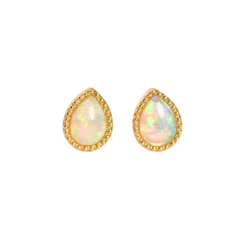 Pear Opal Stud Earrings in Yellow Gold