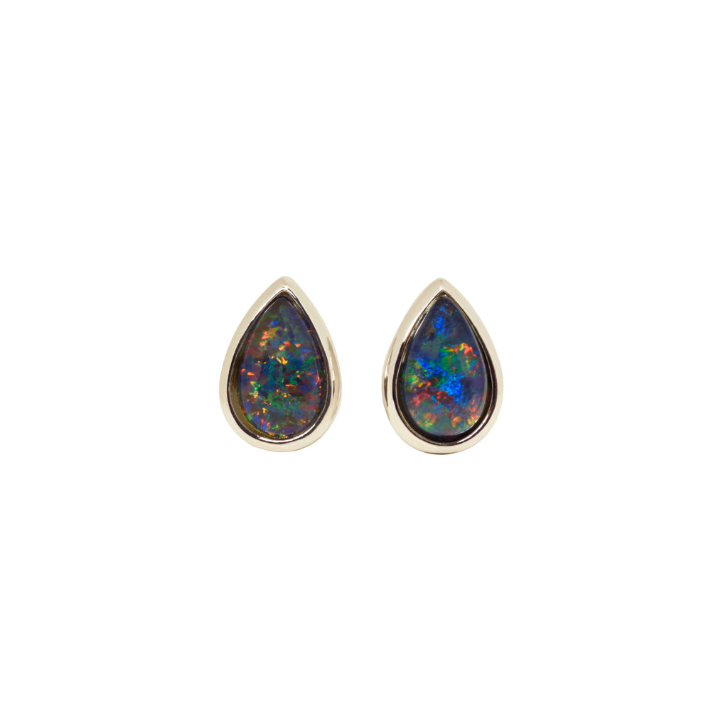 Pear Triplet Opal Stud Earrings