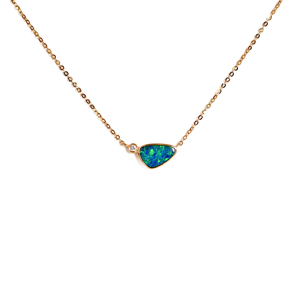 Prather Opal Necklace with Diamond in Yellow Gold