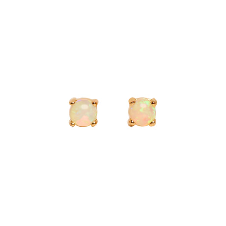 Round Opal Stud Earrings in Yellow Gold
