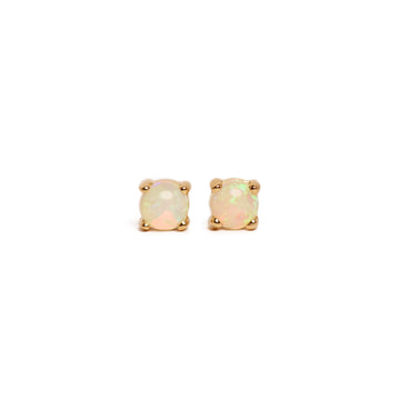 Round Opal Gold Stud Earrings by Michelle Yuen Jewelry