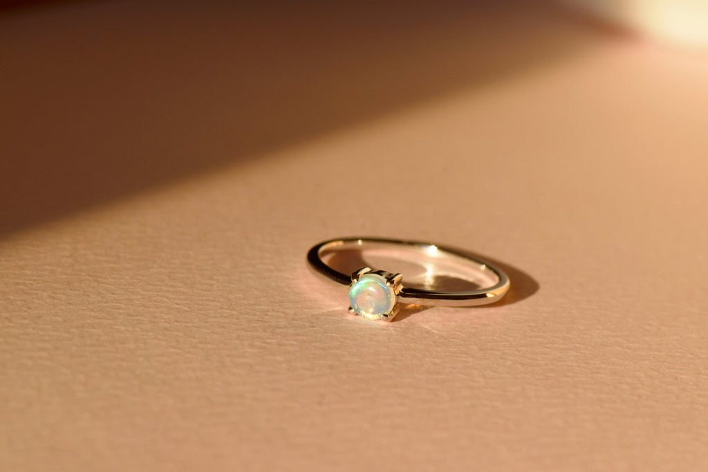 Round Opal Ring in Sterling Silver - Mood Shot