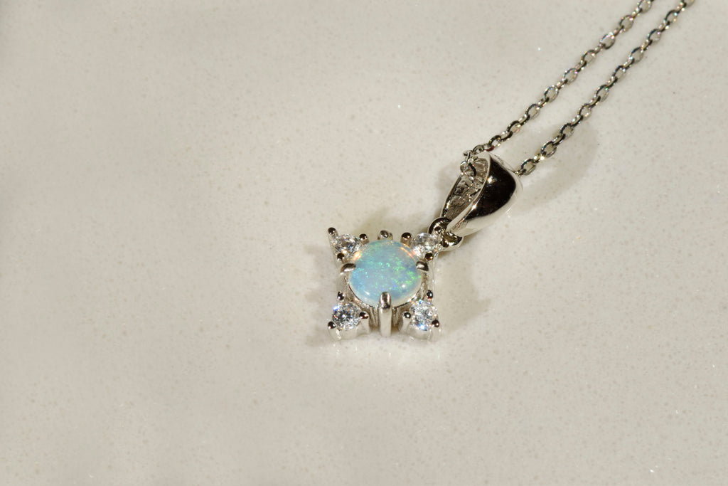 Starlike Opal Necklace in Sterling Silver - Mood Shot