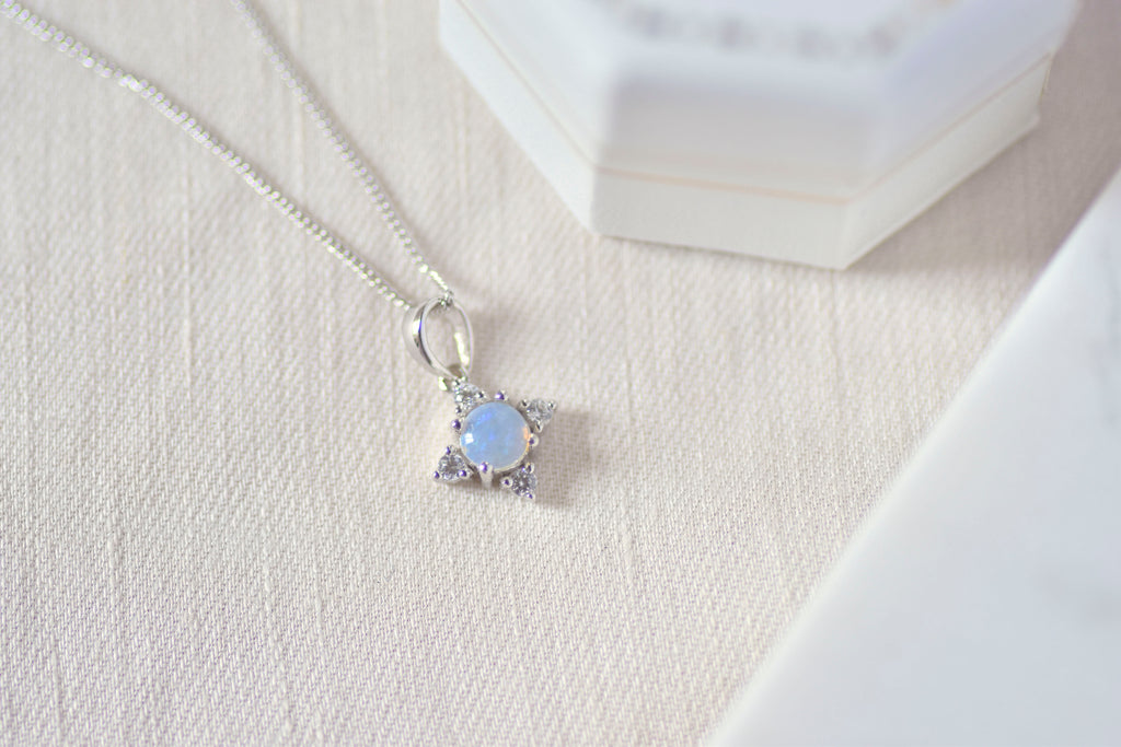 Starlike Opal Necklace in Sterling Silver - Mood Shot