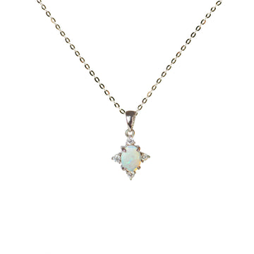 Starlike Opal Necklace in Sterling Silver, Oval