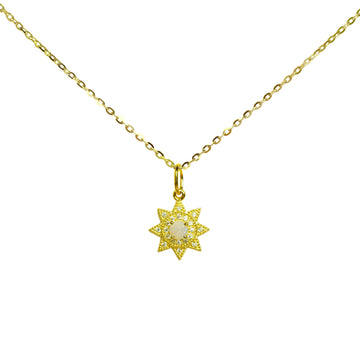 Sunlight Opal Necklace in Sterling Silver, Yellow Gold Plated