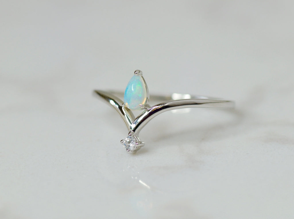 Teardrop Opal Ring in Sterling Silver - Mood Shot