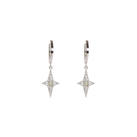 The Star of Bethlehem Opal Hoop Earrings in Sterling Silver