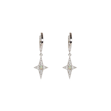 The Star of Bethlehem Opal Hoop Earrings in Sterling Silver