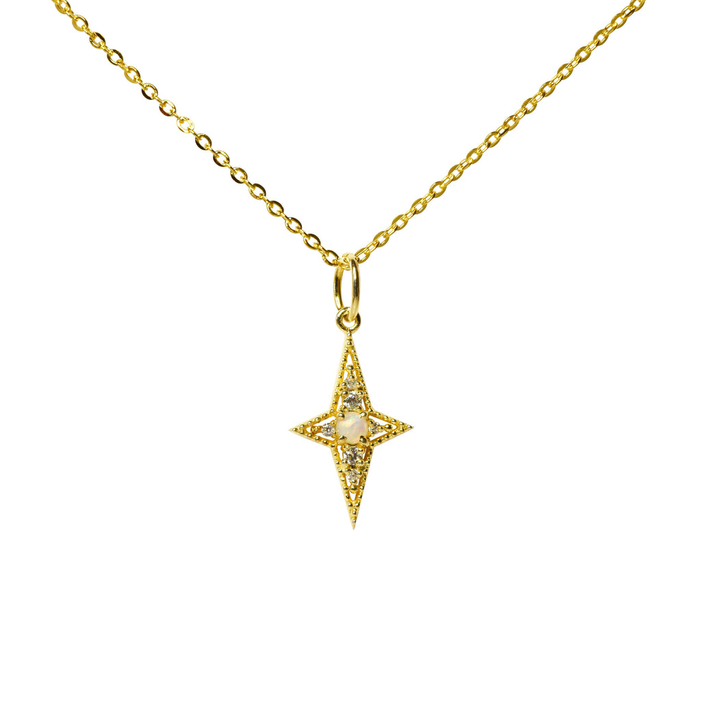 The Star of Bethlehem Opal Necklace in Sterling Silver, Yellow Gold Plated