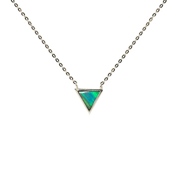 Triangle Opal Doublet Pendant in Sterling Silver